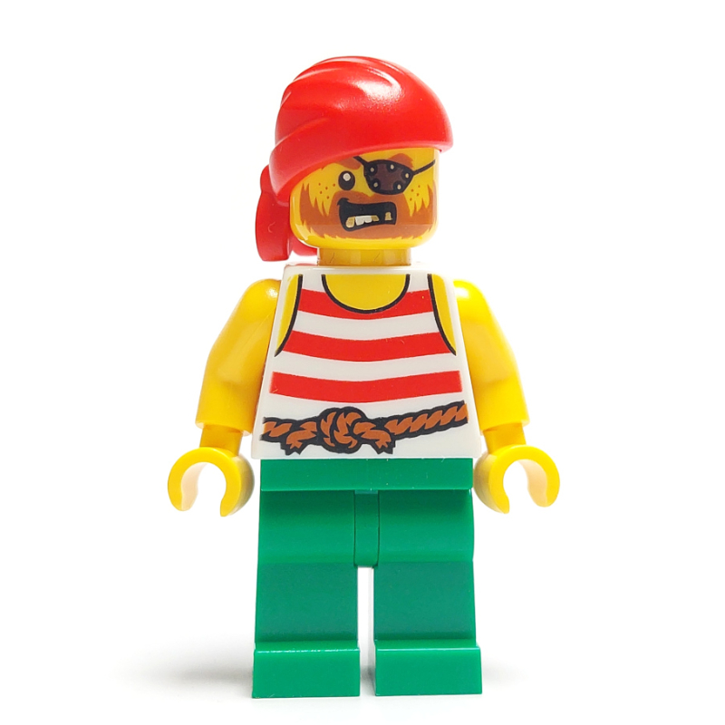 Pirate - torse blanc, jambes vertes, bandana rouge (Pirate - White Torso, Green Legs, Red Bandana)