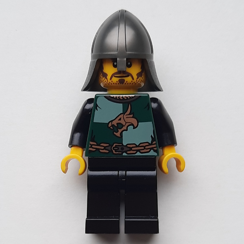 Chevalier du Dragon, vert foncé, casque gris foncé nacré, barbe naissante (Dragon Knight, Dark Green, Pearl Dark Gray Helmet, Stubble)