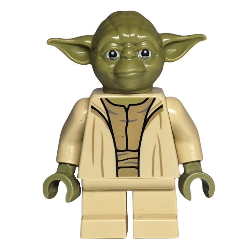 Yoda, tête vert olive, sous-vêtement beige foncé, plis fins (Yoda, Olive Green Head, Dark Tan Undershirt, Thin Creases)