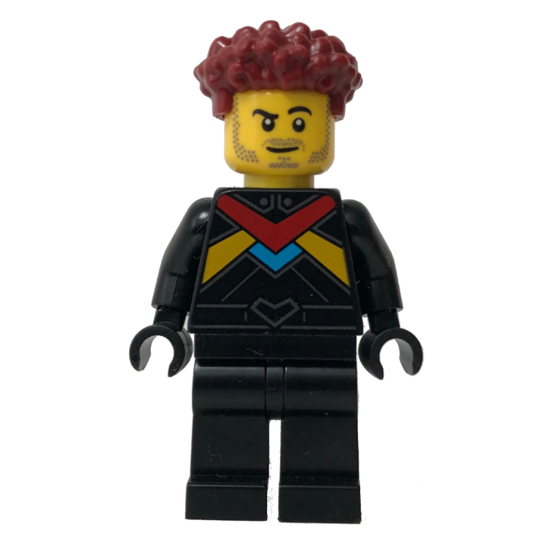Pilote de course - torse noir, jambes noires, cheveux rouges foncés (Race Driver - Black Torso, Black Legs, Dark Red Hair)