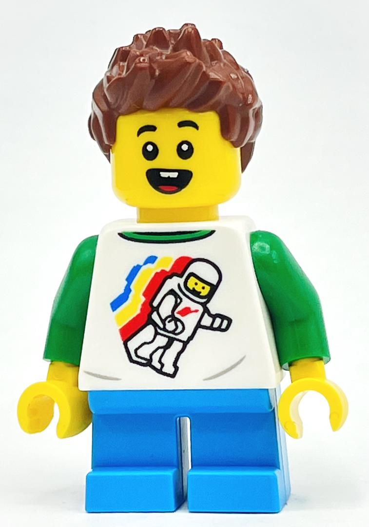 Kid - tors blanc, jambes azur foncé, cheveux brun rougeâtre (Kid - White Tors, Dark Azure Legs, Reddish Brown Hair)