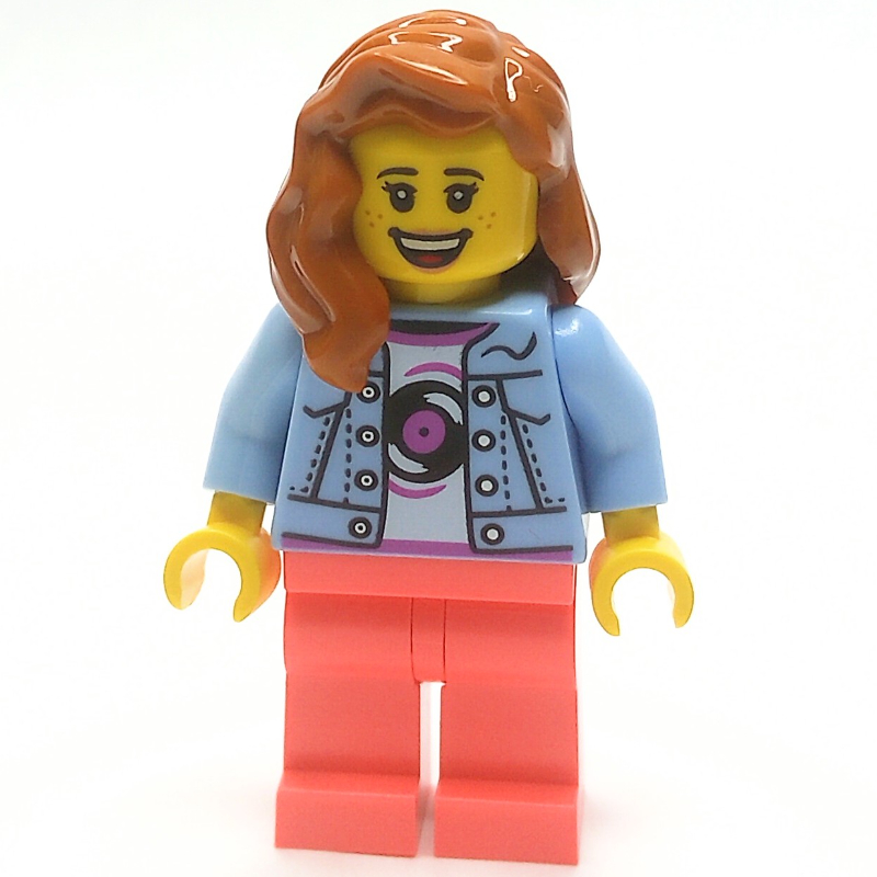 Torse bleu clair lumineux, pattes de corail, cheveux orange foncé (Bright Light Blue Torso, Coral Legs, Dark Orange Hair)