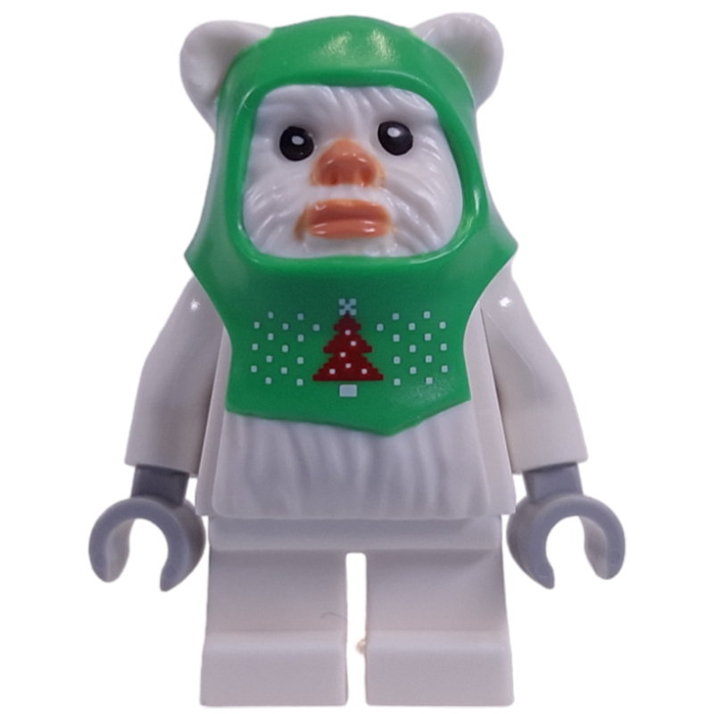 Ewok, blanc, capuche vert vif (Ewok, White, Bright Green Hood)