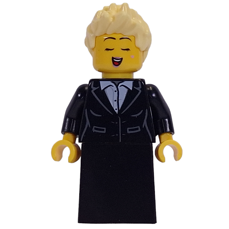 Chanteur de carol, torse noir, robe noire, cheveux jaune clair lumineux (Carol Singer, Black Torso, Black Dress, Bright Light Yellow Hair)