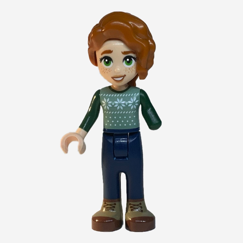 Automne - pull vert sable, pantalon bleu foncé (Autumn - Sand Green Sweater, Dark Blue Pants)