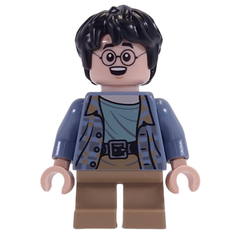 Harry Potter, chemise bleu sable, jambes courtes beige foncé, excité (Harry Potter, Sand Blue Shirt, Short Dark Tan Legs, Excited)