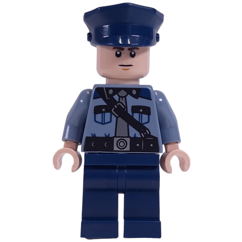 Garde, torse bleu sable, jambes bleu foncé, casquette bleu foncé, tête de nougat clair (Guard, Sand Blue Torso, Dark Blue Legs, Dark Blue Cap, Light Nougat Head)