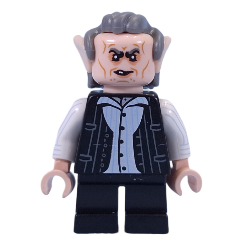 Griphook - cheveux gris bleuté foncé, torse noir, bras blancs, jambes noires (Griphook - Dark Bluish Grey Hair, Black Torso, White Arms, Black Legs)