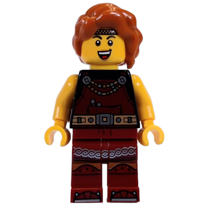Viking, salopette rouge foncé, cheveux orange foncé (Viking, Dark Red Overalls, Dark Orange Hair)