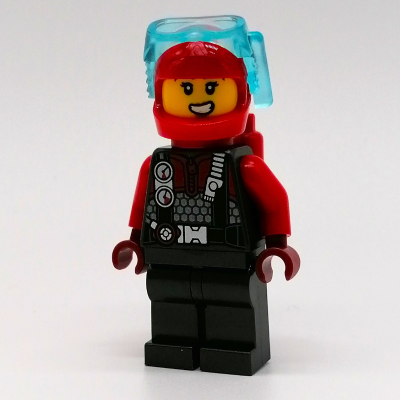 Plongeur - nacre titane torse, jambes, réservoirs d'air rouges, casque rouge (Diver - Pearl Titanium Torso, Legs, Red Airtanks, Red Helmet)