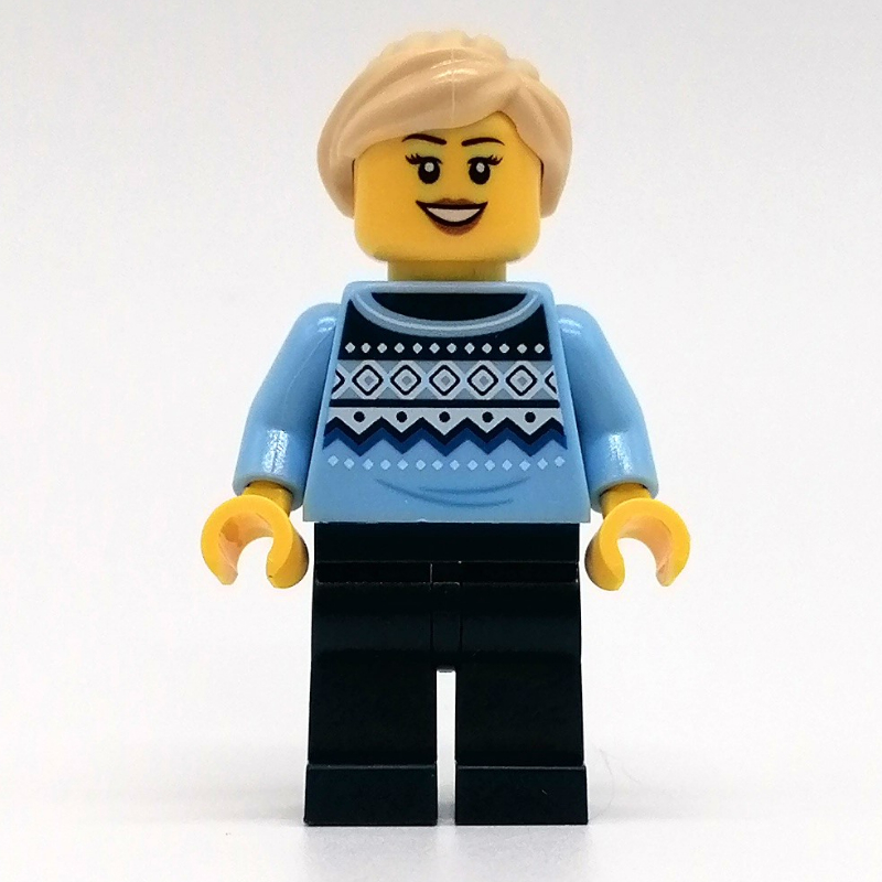 Torse bleu clair vif, jambes bleu foncé, cheveux beiges (Bright Light Blue Torso, Dark Blue Legs, Tan Hair)