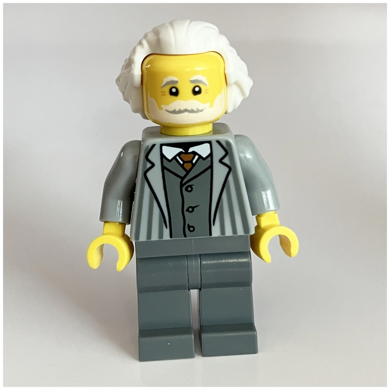 Passager, torse gris bleuté clair, jambes gris bleuté foncé, cheveux blancs (Passenger, Light Bluish Grey Torso, Dark Bluish Grey Legs, White Hair)
