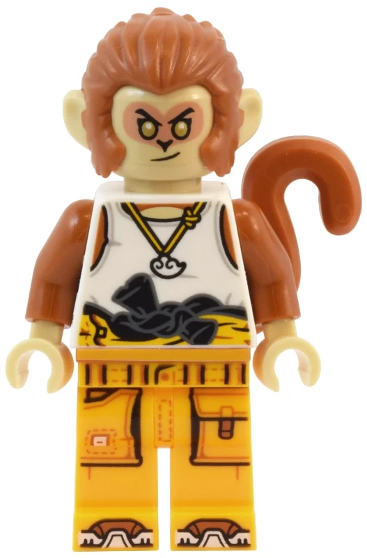 Roi-Singe, tunique blanche, jambes orange clair vif (Monkey King, White Tunic, Bright Light Orange Legs)