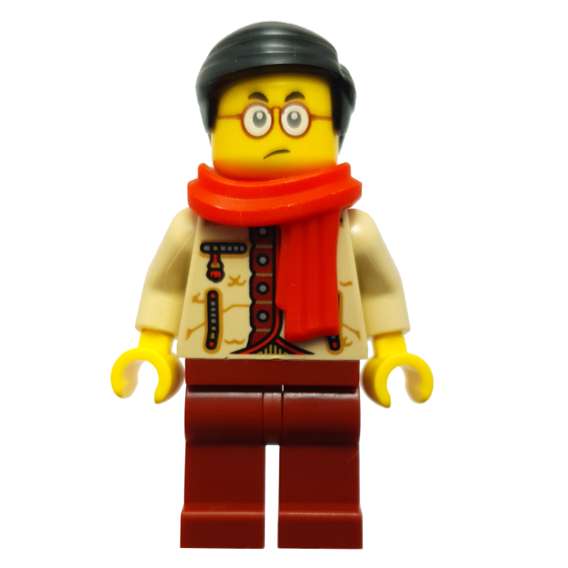 Mr. tang, torse beige, jambes rouge foncé (Mr. Tang, Tan Torso, Dark Red Legs)