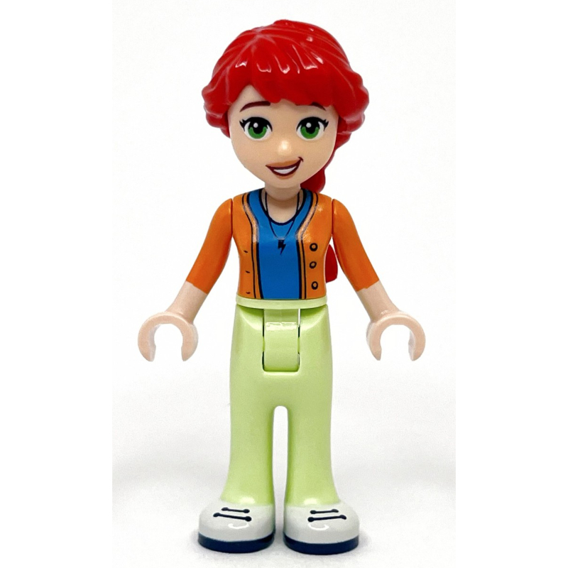 Mia — adulte, haut orange, pantalon vert jaunâtre (Mia - Adult, Orange Top, Yellowish Green Pants)