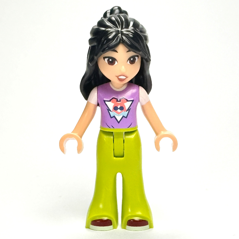 Liann - haut moyen lavande, pantalon de vert citron, choqué (Liann - Medium Lavender Top, Lime Pants, Shocked)