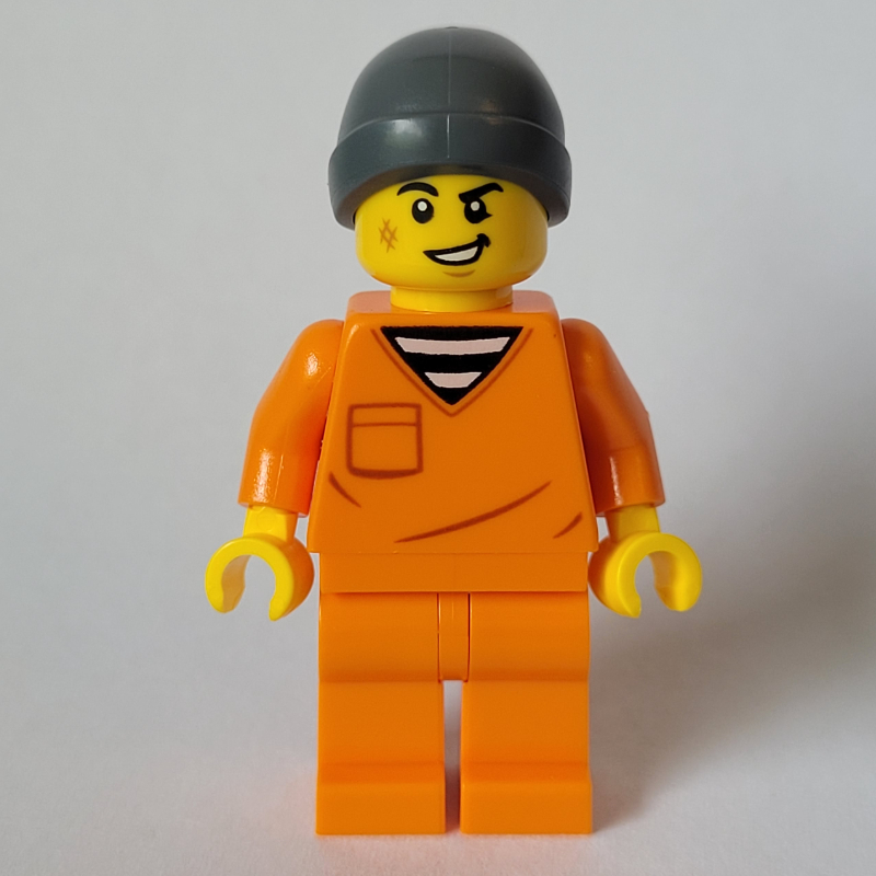 Criminal, costume orange, bonnet gris bleuté foncé (Criminal, Orange Suit, Dark Bluish Grey Beanie)