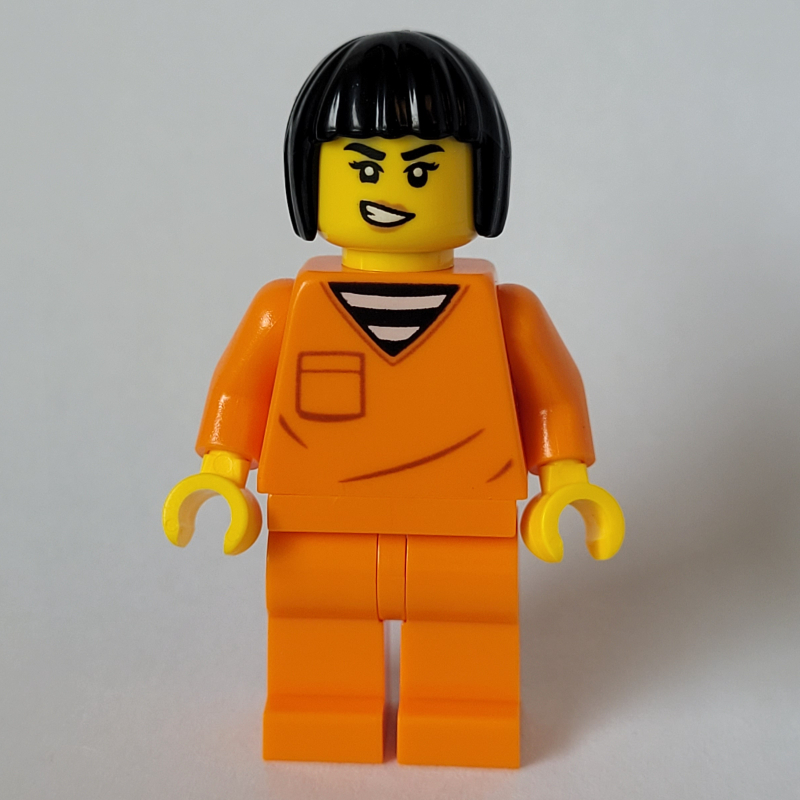Criminel, costume orange, cheveux noirs (Criminal, Orange Suit, Black Hair)
