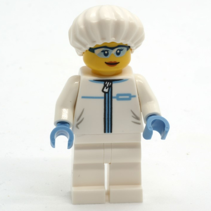 Détective judiciaire, costume de laboratoire blanc, casquette blanche (Forensic Detective, White LAb Suit, White Cap)
