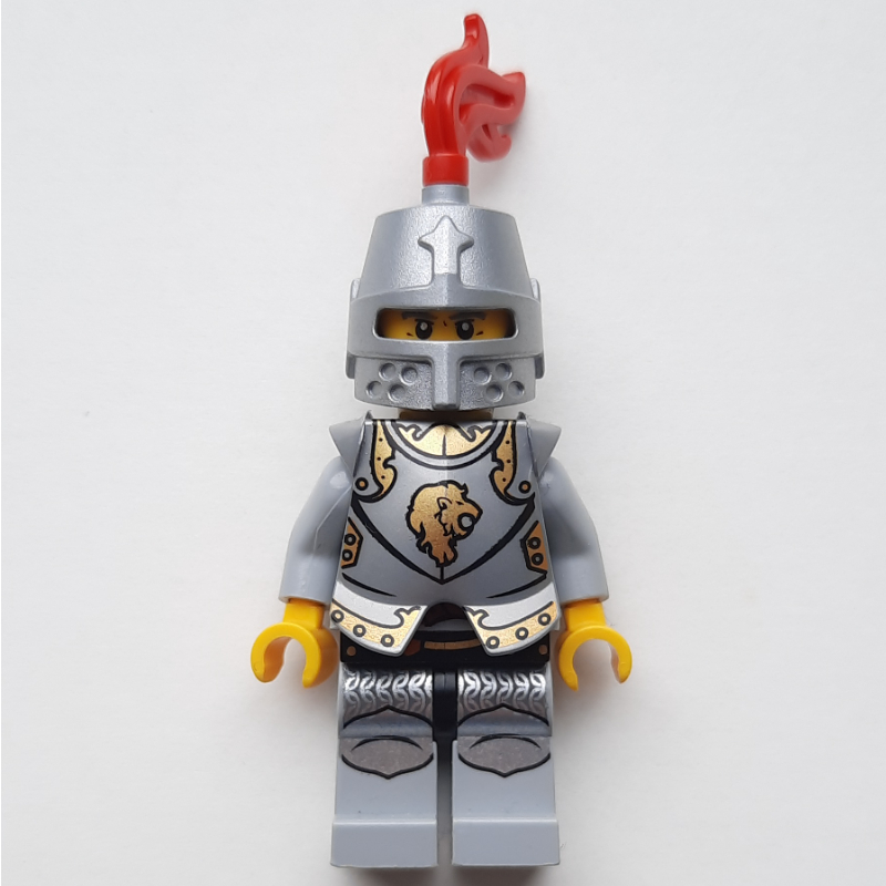 Chevalier lion, armure, casque avec plume rouge (perle gris clair) (Lion Knight, Armour, Helmet with Red Plume (Pearl Light Gray))