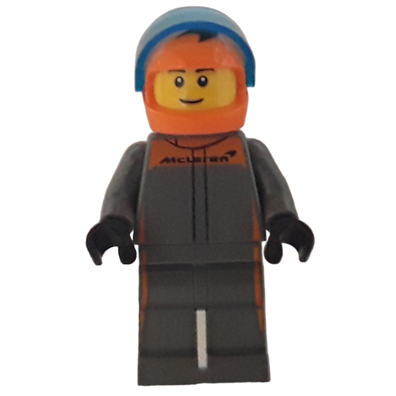 Pilote de course - costume de course gris bleu foncé, casque orange (Race Driver - Dark Bluish Grey Racing Suit, Orange Helmet)