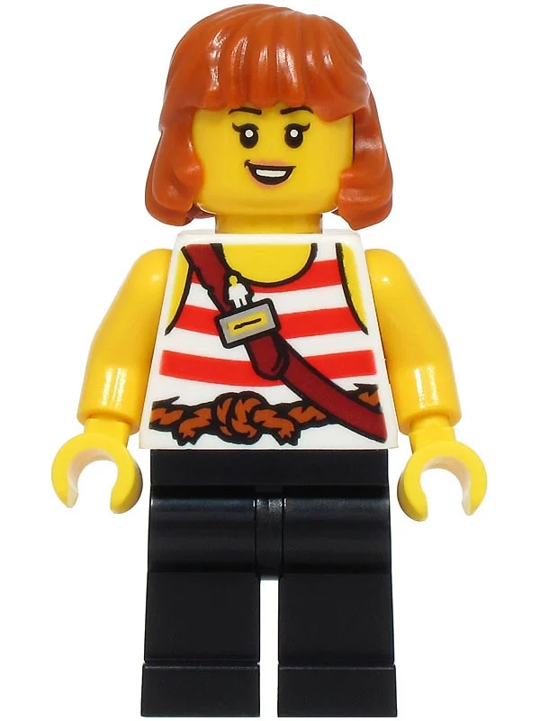 Torse rayé blanc/rouge, jambes noires, cheveux dar orange (White/Red Striped Torso, Black Legs, Dar Orange Hair)