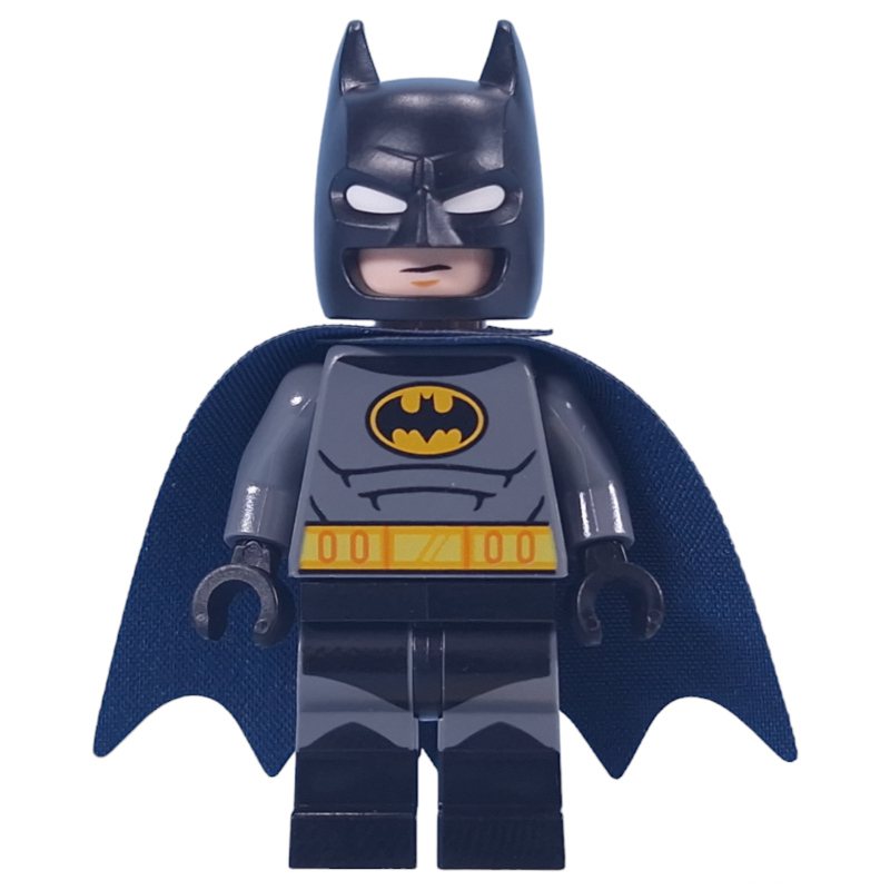 Batman, tenue gris bleuté foncé, cape noire et bleu foncé, cagoule noire (Batman, Dark Bluish Grey Suit, Black / Dark Blue Cape, Black Cowl)