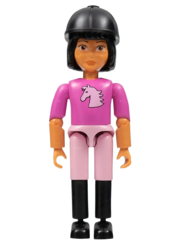 Cavalier Belville, haut rose foncé, casque noir (Belville Horse Rider, Dark Pink Top, Black Helmet)
