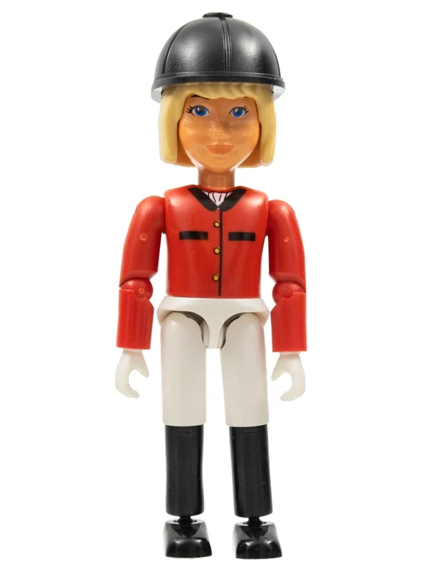 Cavalier Belville, haut rouge, casque noir (Belville Horse Rider, Red Top, Black Helmet)