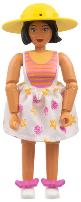 Figurine Belville, jupe blanche, chapeau jaune (Belville Figure, White Skirt, Yellow Hat)