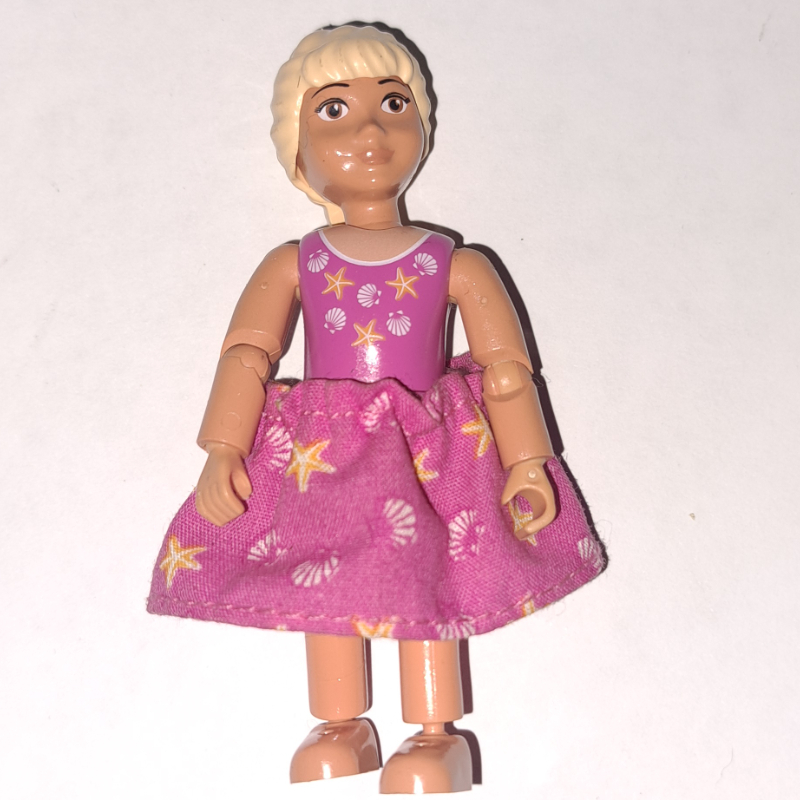 Belville figurine, fille, jupe rose foncé moyen, arcs et bandeaux (Belville Figure, Girl, Medium Dark Pink Skirt, Bows, and Headbands)