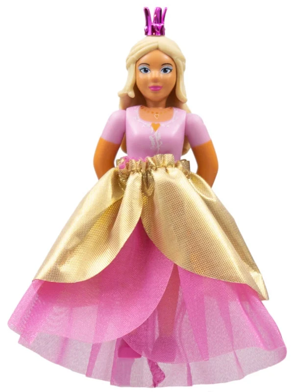 Belville princesse, robe dorée, corwn rose chromé (Belville Princess, Gold Dress, Chrome Pink Corwn)