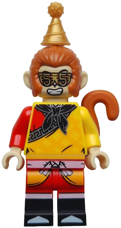 Singe roi, robe jaune, chapeau de fête (Monkey King, Yellow Robe, Party Hat)