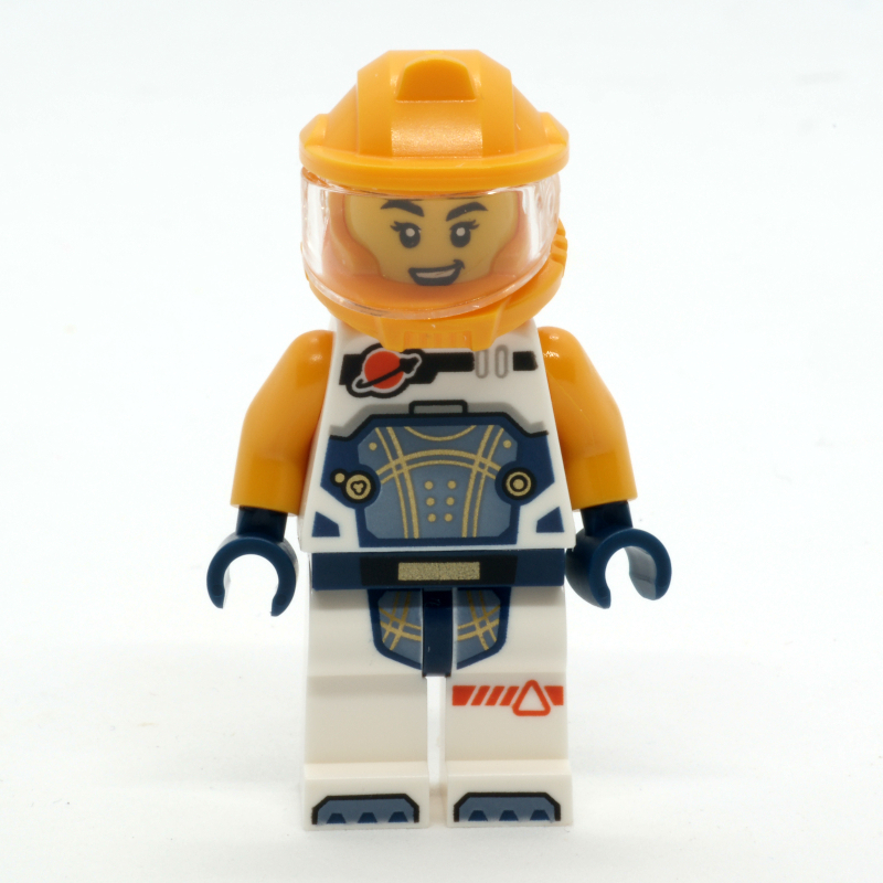 Astronaute, combinaison spatiale blanche, casque d'armure orange clair (Astronaut, White Spacesuit, Bright Light Orange Armor Helmet)
