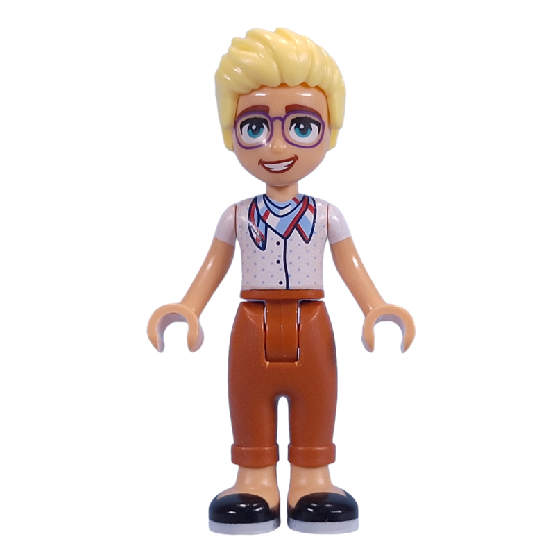 Olly — haut blanc, jambes orange foncé (Olly - White Top, Dark Orange Legs)