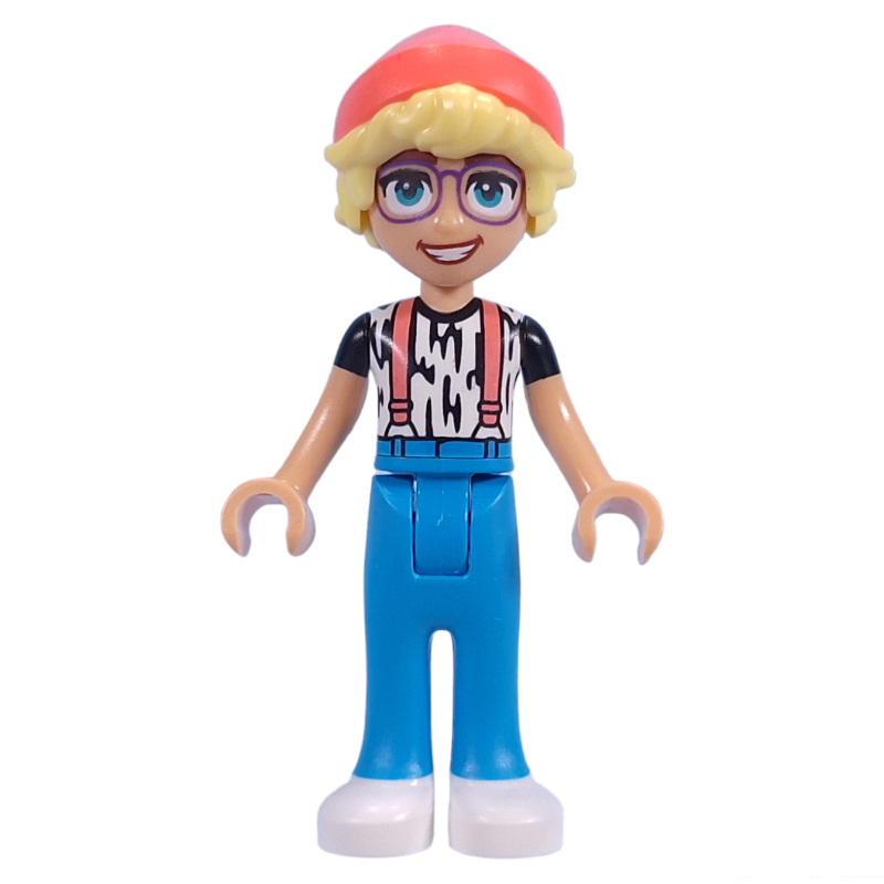Olly - chemise blanche, jambes d'azur foncé, fève de corail (Olly - White Shirt, Dark Azure Legs, Coral Beany)