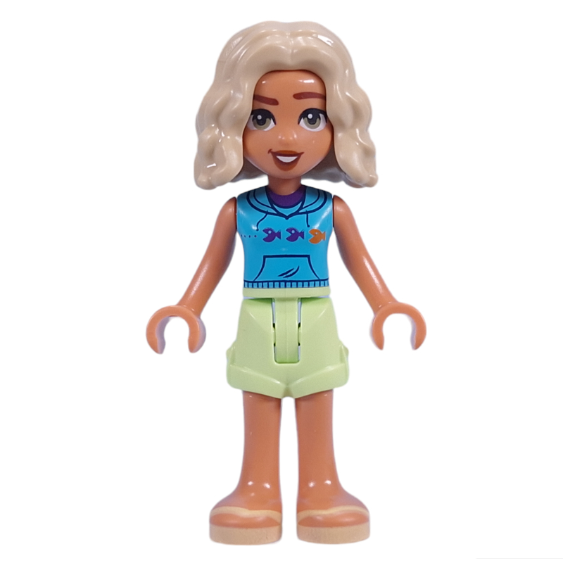 Nova — haut azur foncé, short vert jaunâtre (Nova - Dark Azure Top, Yellowish Green Shorts)