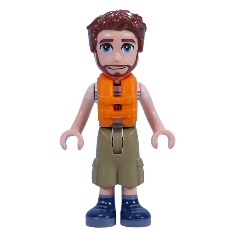 Jonathan - camp d'aventure, pantalon vert olive, gilet de sauvetage (Jonathan - Adventure Camp, Olive Green Pants, Life Vest)
