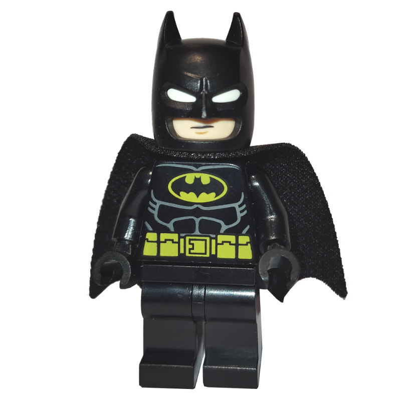 Batman, costume noir, cape noire et capot, logo Batman jaune, yeux blancs (37157 cape), en colère (Batman, Black Suit, Black Cape and Cowl, Yellow Batman Logo, White Eyes (37157 Cape), Angry)
