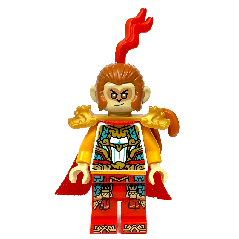 Roi singe, armure blanche, cape rouge fendue (Monkey King, White Armor, Red Split Cape)