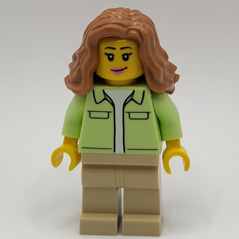 Torse vert jaunâtre, jambes beiges, cheveux nougat moyen (Yellowish Green Torso, Tan Legs, Medium Nougat Hair)