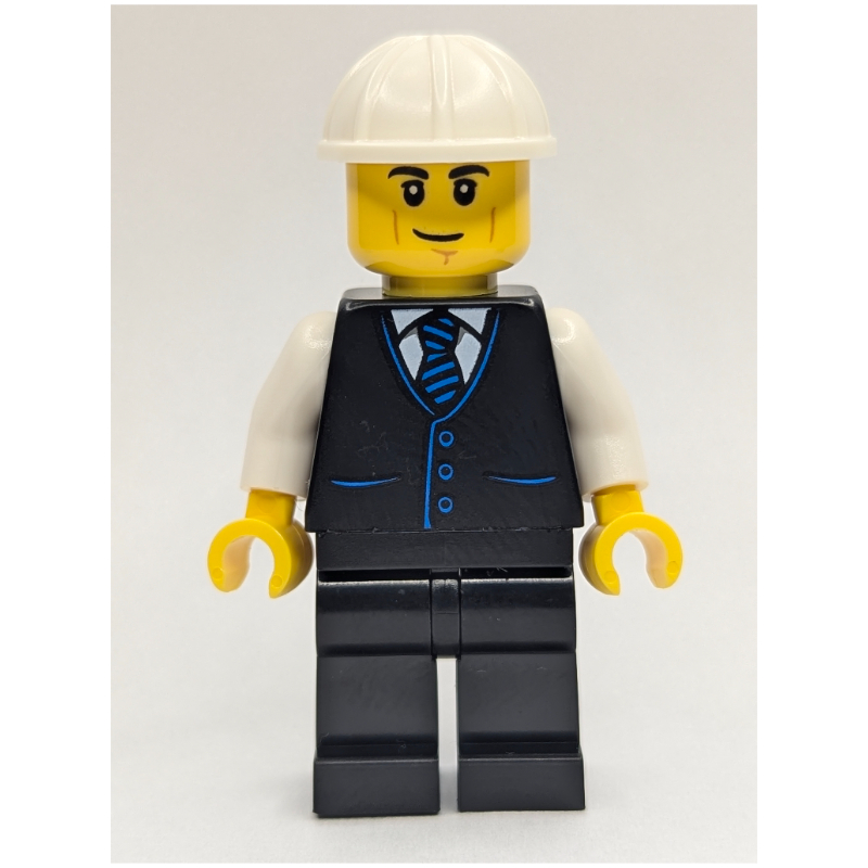 Contremaître de construction, tenue noire, casque de chantier blanc (Construction Foreman, Black Suit, White Hard Hat)