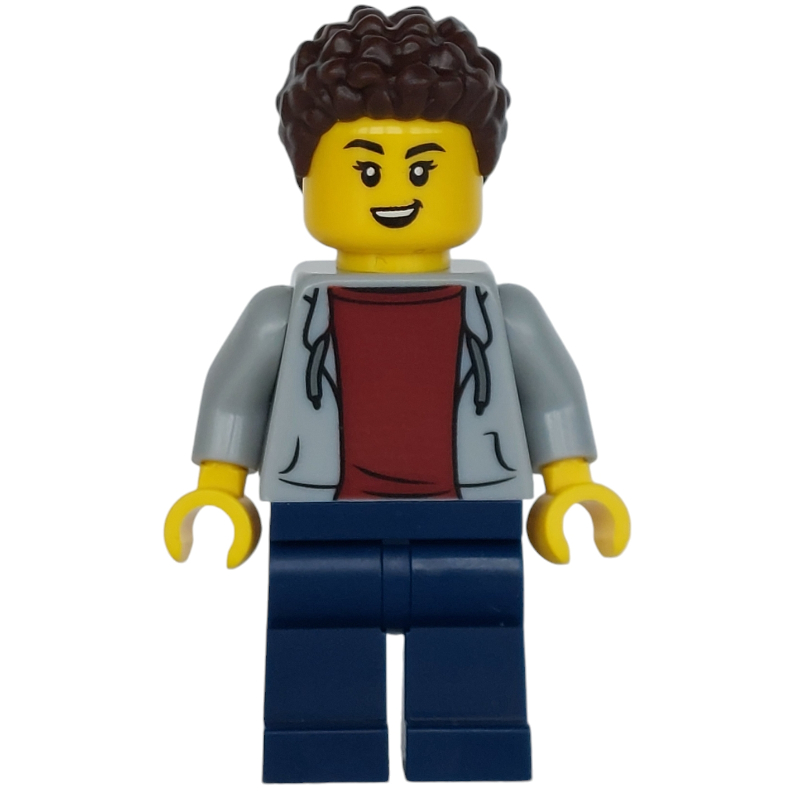 Femme, veste gris bleuté clair, jambes bleu foncé (Woman, Light Bluish Gray Jacket, Dark Blue Legs)