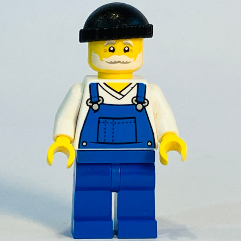Torse blanc, salopette bleue, casquette noire (White Torso, Blue Overall, Black Cap)