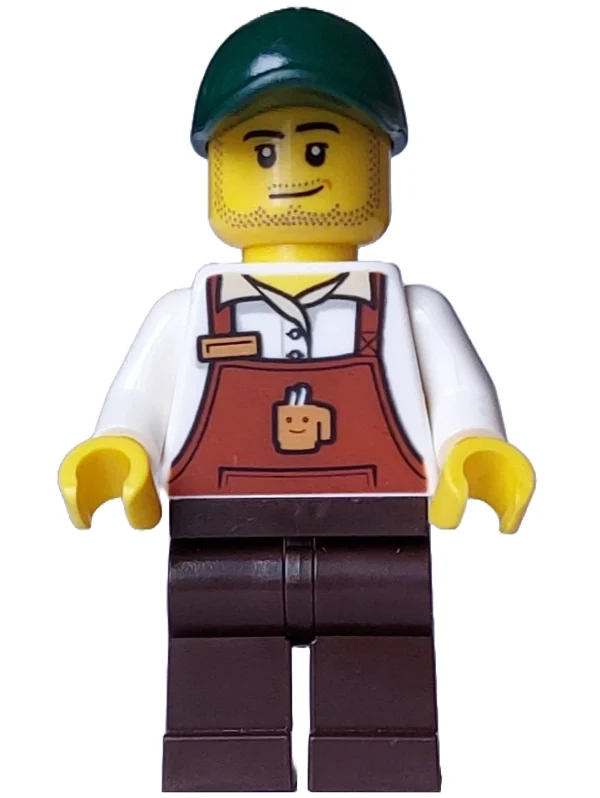 Propriétaire boulangerie / boulangerie - tablier brun rougeâtre, jambes brun foncé, casquette vert foncé (Bakery / Boulangerie Owner - Reddish Brown Apron, Dark Brown Legs, Dark Green Cap)