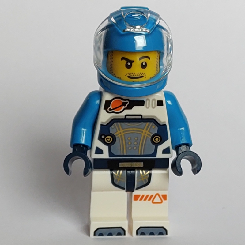 Astronaute, combinaison spatiale blanche et bleu foncé, casque bleu azur foncé (Astronaut, White and Dark Blue Spacesuit, Dark Azure Helmet)