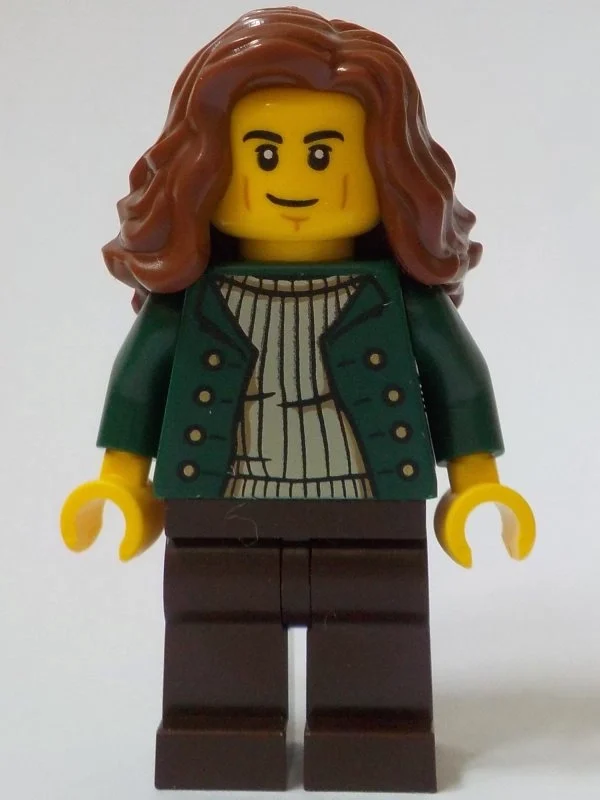 Client de magasin général, torse vert foncé, jambes brun foncé, cheveux brun rougeâtre (General Store Customer, Dark Green Torso, Dark Brown Legs, Reddish Brown Hair)