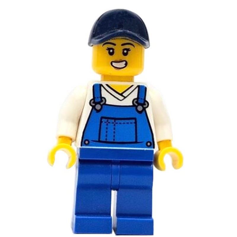 Train worker, torse blanc, bleu global, casquette bleu foncé (Train Worker, White Torso, Blue Overall, Dark Blue Cap)