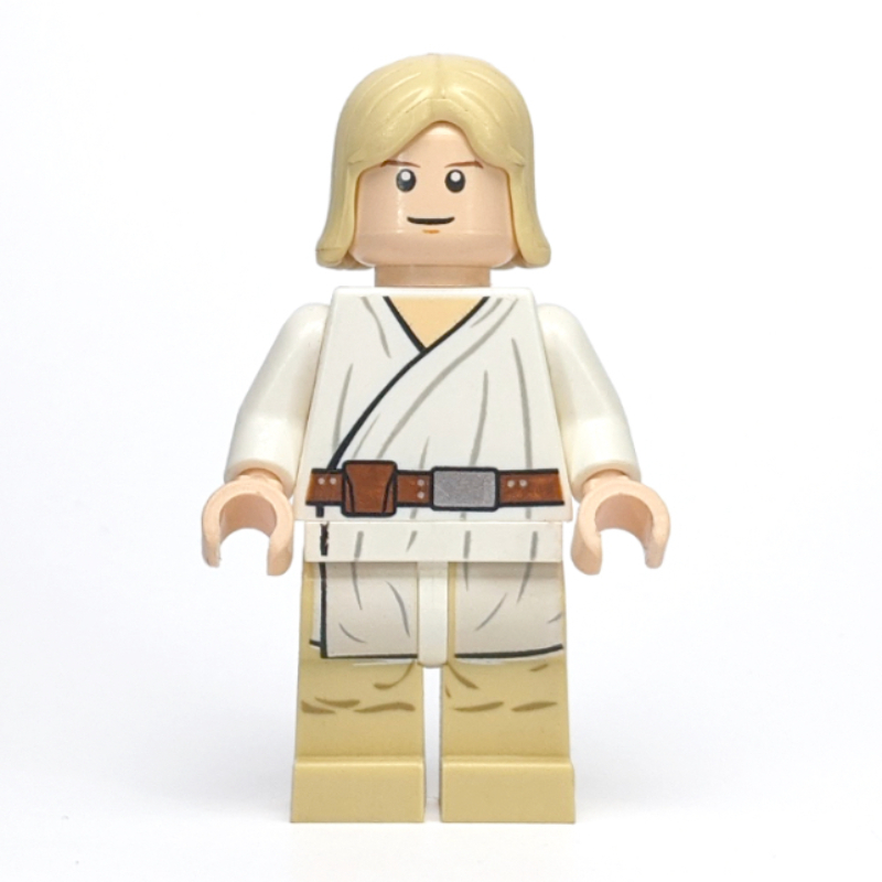 Luke Skywalker, robe blanche, cheveux beige droits, pupilles blanches, 3626cpr0635 (Luke Skywalker, White Robe, Straight Tan Hair, White Pupils, 3626cpr0635)