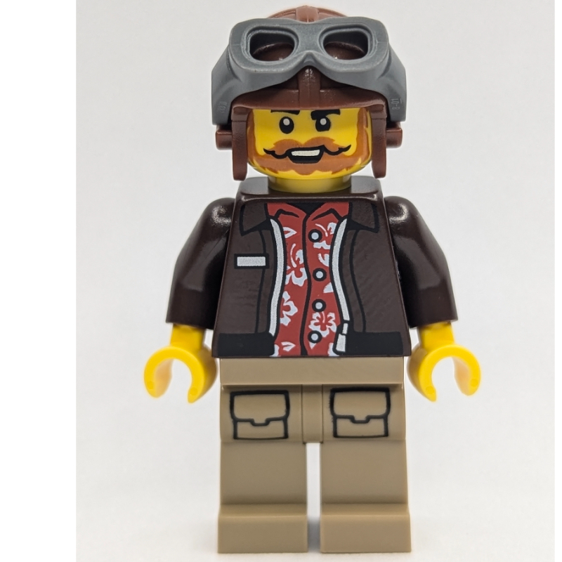 Aviateur, capitaine nautilus, torse brun foncé, jambes beige foncé, chapeau brun rougeâtre avec lunettes (Aviator, Captain Nautilus, Dark Brown Torso, Dark Tan Legs, Reddish Brown Hat with Goggles)